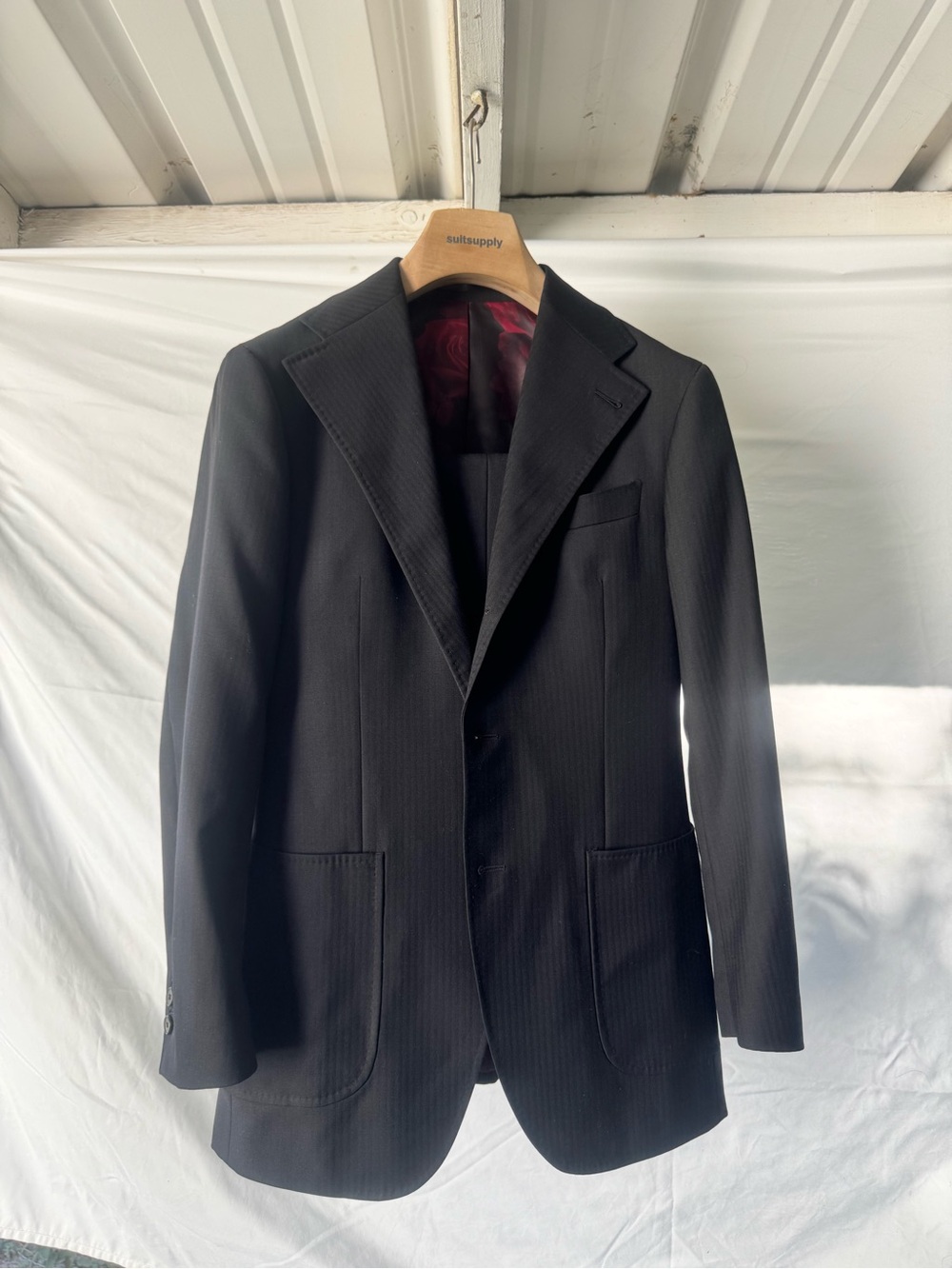 Men's Black Herringbone suit